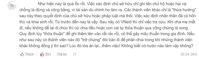 Nhiều độc giả để lại bình luận đáng chú ý về vấn đề này. Ảnh chụp màn hình