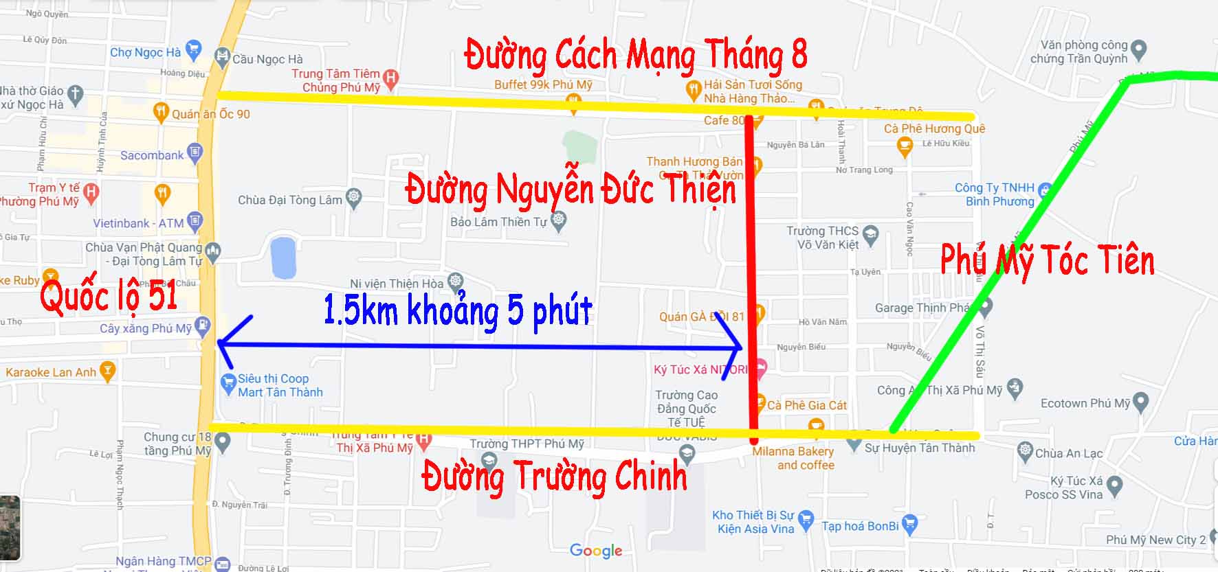 Bán đất mặt tiền đường Nguyễn Đức Thuận thị xã Phú Mỹ