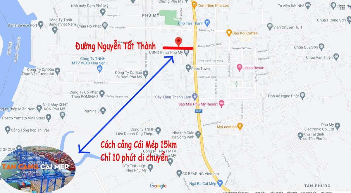 Vị trí đường Nguyễn Tất Thành